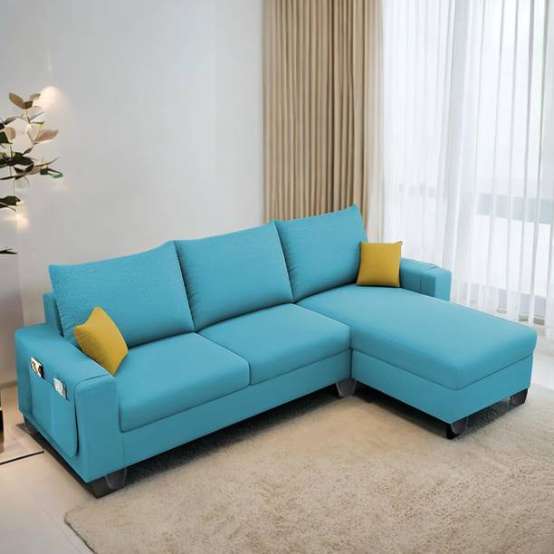 TrueValue Sassy RHS L Shape Sofa Premium Quality Velvet Fabric 4 Seater  Sofa