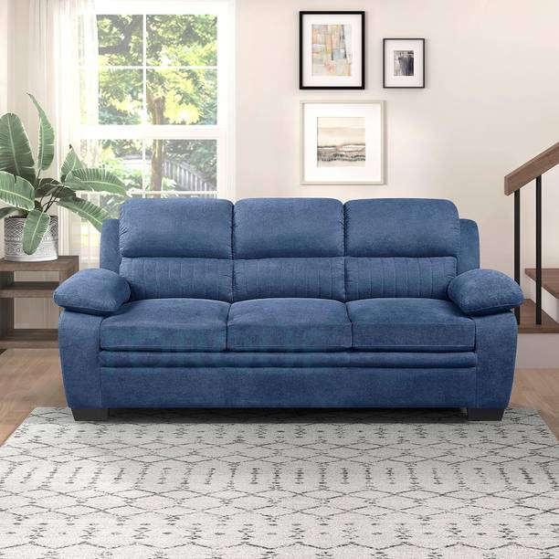 Torque Jett 3 Seater Fabric Sofa for Living Room (Blue) Fabric 3 Seater  Sofa