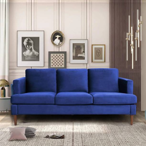 Manorekha Solid Wood Framed Upholstered Three Seater Fabric Sofa For Living Room/ Office | Fabric 3 Seater  Sofa