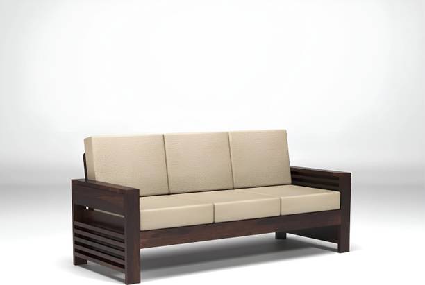 saamenia furnitures Solid Sheesham Wood 3 Seater Sofa { 40 Density Foam And Without Pillow } Fabric 3 Seater  Sofa