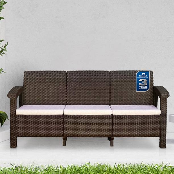 Nilkamal Goa with Cushion|Indoor|Outdoor, Patio,Gardens,Caf? Furniture Fabric 3 Seater  Sofa