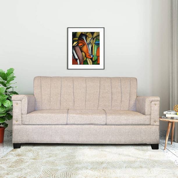 LIVEWELL Premium Quality Jute Fabric 3 Seater  Sofa