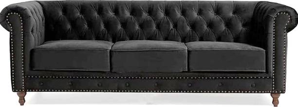 DECORIMPEX Modern and Stylish 3 Seater Chesterfield Luxury Sofa (Green). Solid Wood 3 Seater Sofa
