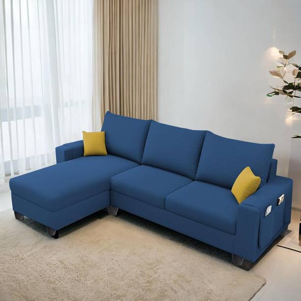 TrueValue Icoinc LHS L Shape Sofa Premium Quality Velvet Fabric 4 Seater  Sofa