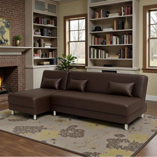 FURNY Joybird 5 Seater LHS L Shape Sofa Cum Bed Set | Premium Leatherette Upholster Fabric 5 Seater  Sofa