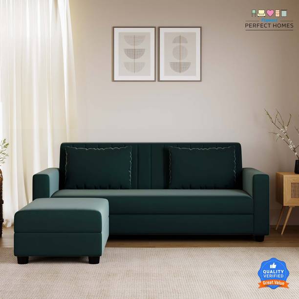 Flipkart Perfect Homes Aeroform Luxuary Sofa Velvet Upholstery l Rick look Legs Fabric 4 Seater  Sofa