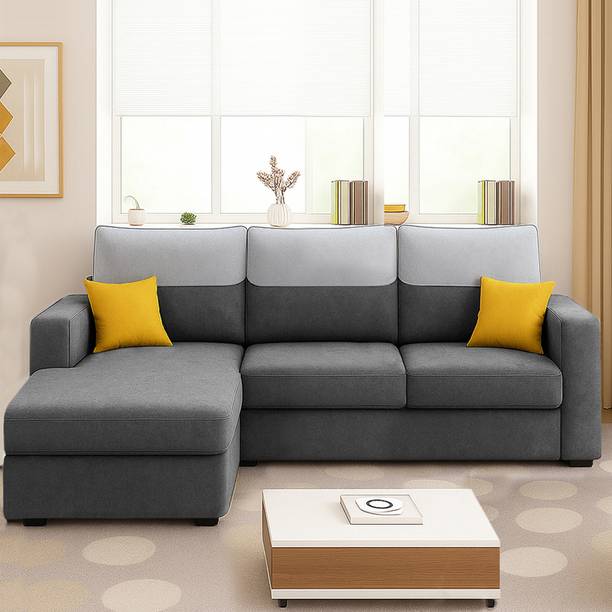 FURNY Tokyo 4 Seater Fabric LHS L Shape Sofa Set for Living Room Fabric 4 Seater  Sofa