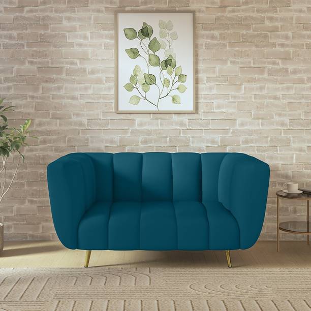 Wakeup India Mushy Premium Fabric Sofa Pocket Spring Cushion Metal Leg with Golden Polish Leg Fabric 2 Seater  Sofa