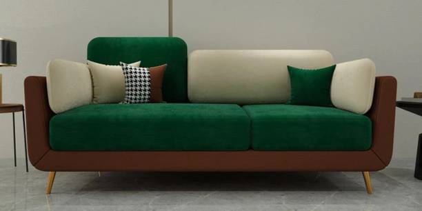 Phirkcraft 3 Seater Sofa Set for Living Room | 3-Person Upholstered Velvet Fabric Sofa Fabric 3 Seater  Sofa