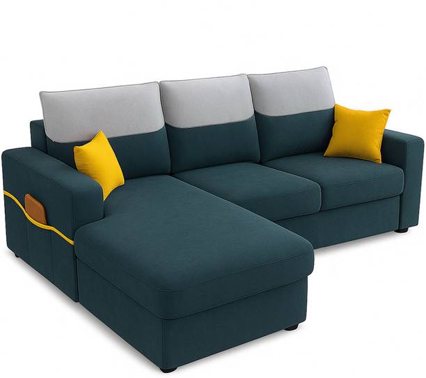 FURNY Tokyo 4 Seater Fabric LHS L Shape Sofa Set for Living Room Fabric 4 Seater  Sofa