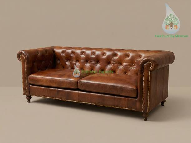 Shriman Vintage Elite Series Leather 3 Seater  Sofa