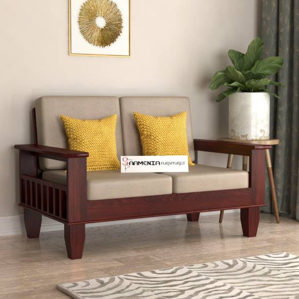 saamenia furnitures Solid Sheesham Wood Two Seater Sofa For Living Room , Office , Hotels , Cafe Fabric 2 Seater  Sofa