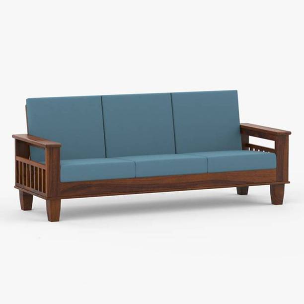 Kendalwood Furniture Solid Wood 3 Seater Wooden Sofa set for living Room Furniture Fabric 3 Seater Sofa