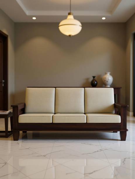 Vinod Furniture Solid Sheesham Wood Three Seater Sofa For Living Room , Hotel , Office . Fabric 3 Seater Sofa