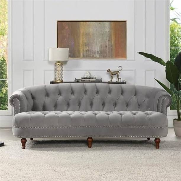 MZ HANDICRAFT Leatherette Chesterfield Sofa Button Tufted, Classic Style, Tuffted Fabric 3 Seater Sofa