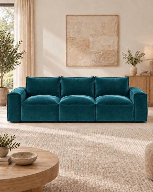 Sleepily Orlena Premium Velvet Fabric 3 Seater  Sofa