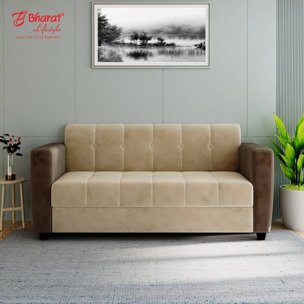 Bharat Lifestyle Deno Suede Velvet Fabric 3 Seater  Sofa