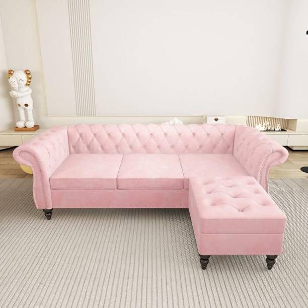 Klenta Home Decor Fabric 'L' Shaped Four Seater Sofa For Living Room/ Office/ Guest Room || Fabric 4 Seater  Sofa