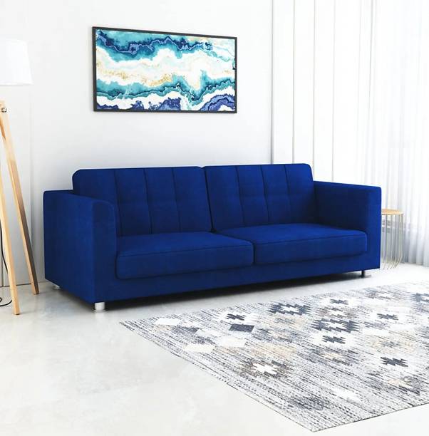 Ganpati Arts Italian Three Seater Fabric Sofa for Home Living Room Bedroom - (Blue Molphino) Fabric 3 Seater  Sofa