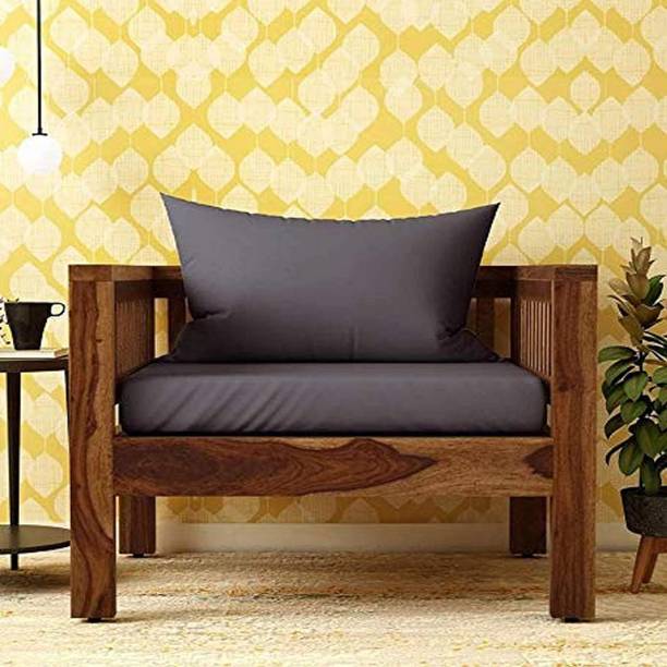 saamenia furnitures Solid Wood Sheesham Wood One Seater Sofa For Living Room Waiting Room/ Office Fabric 1 Seater  Sofa