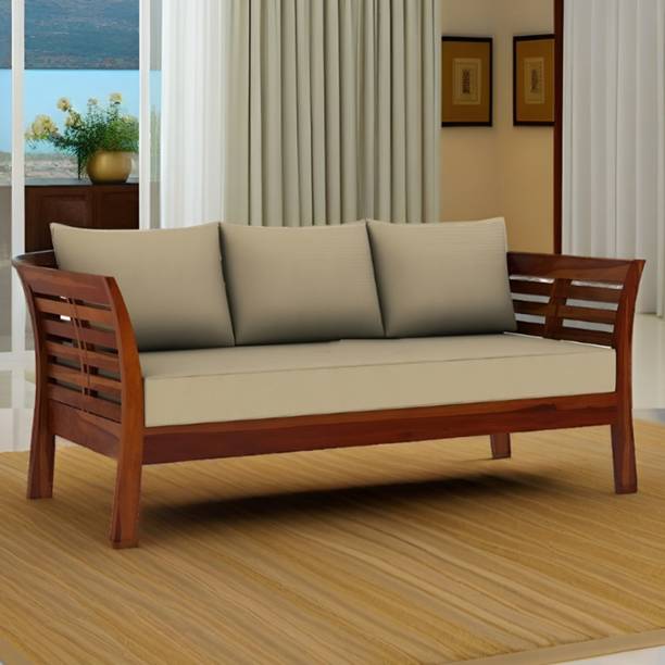 Shagun Arts Solid Sheesham Wood Three Seater Sofa For Living Room/ Office/ Guest Room || Fabric 3 Seater  Sofa