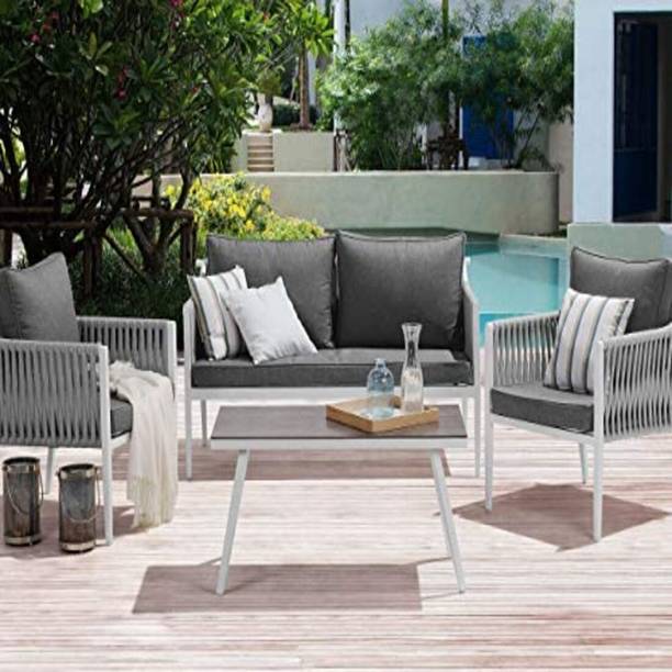 Mymigos Modern Outdoor 4 Piece Sofa Set Aluminium Frame Garden Patio Seating Fabric 4 Seater  Sofa