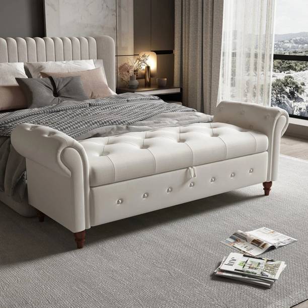 MAJESTIC MART Premium Sofa Bench with Storage Button-Tufted Settee for Livingroom/Home/Office Fabric 3 Seater  Sofa