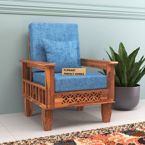 Flipkart Perfect Homes Solid Sheesham Wood 1 Seater Sofa For Living Room | Bedroom | Office Fabric 1 Seater  Sofa