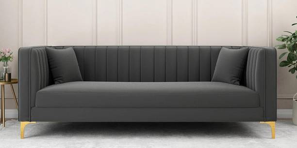 DFHandi Premium Velvet Sofa Navy Blue with Golden Legs Fabric 3 Seater Sofa Fabric 3 Seater  Sofa