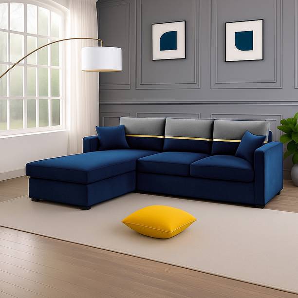 FURNY Arnoy 4 Seater Fabric LHS L Shape Sofa Set for Living Room Fabric 4 Seater  Sofa