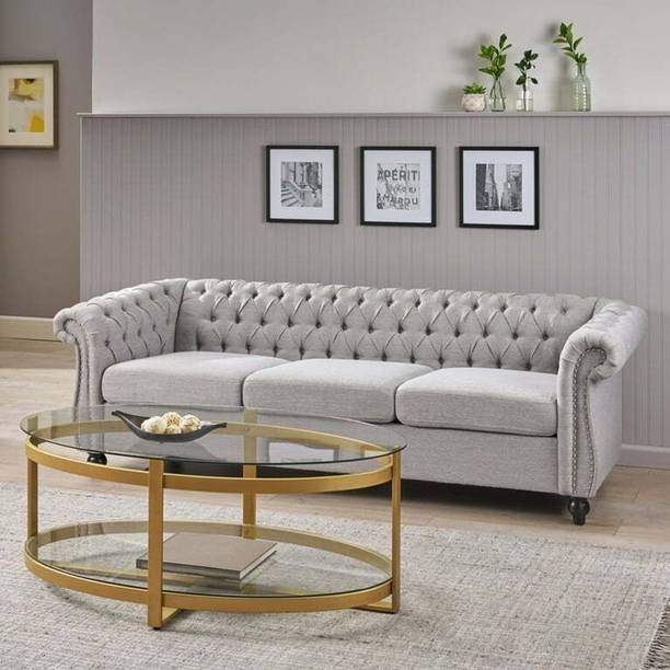 India wood mart 3 seat Sofa,Rolled Arm Sofa for Living Room,Bedroom,Office,Apartment,Small Space Leather 3 Seater  Sofa