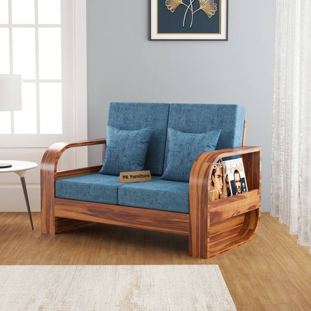 PR FURNITURE Solid Sheesham Wood 2 Seater Sofa For Living Room | Bedroom | Office Fabric 2 Seater  Sofa