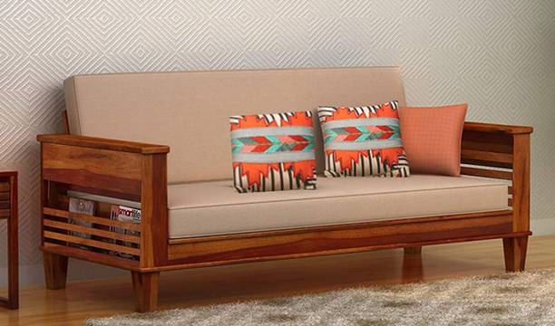 HIGH CHOICE WOODEN ART Solid Sheesham Wood 3 Seater Sofa Cum Bed 3 Seater Single Solid Wood Fold Out Sofa Cum Bed