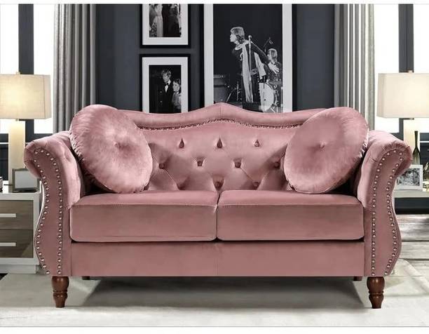 India wood mart Modern Fabric Hand Tufted 2 Seater Sofa for Home & Living Room Fabric 2 Seater  Sofa
