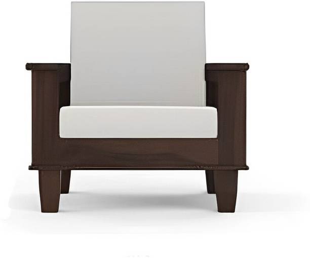 VIVENTO Solid Sheesham Wood One Seater Sofa With Pocket Storage For Living Room/Office | Fabric 1 Seater  Sofa