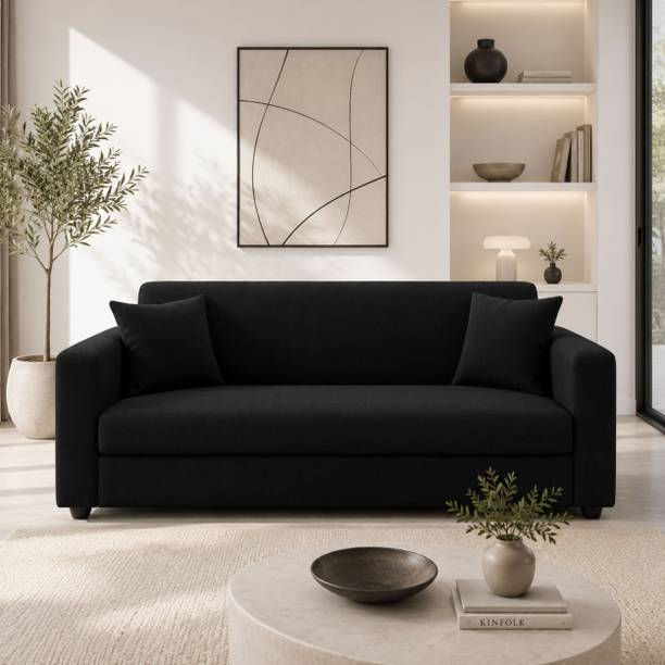 WAKESURE Premium Quality Jute Fabric 3 Seater  Sofa