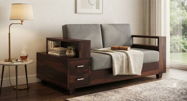 BHAGWATI ART Sofa Set for Living Room and Office Two Seater (2 Seater, Walnut Finish) Fabric 2 Seater Sofa