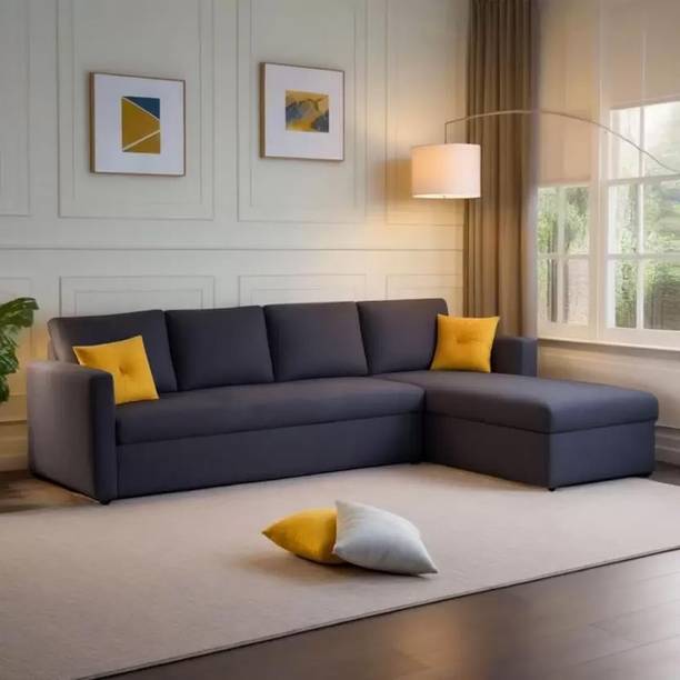 THE CEATSPOT Premium Quality RHS L Shape Sofa For Living Room, Bedroom, And Office Velvet Fabric 6 Seater  Sofa