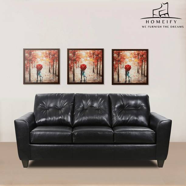 Homeify Allister 3 Seater Leatherette Sofa Set for Living Room Leather 3 Seater  Sofa