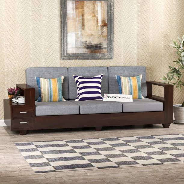 saamenia furnitures Solid Sheesham Wood 3 Seater Sofa For Living Room / Hotel / Office. Fabric 3 Seater  Sofa