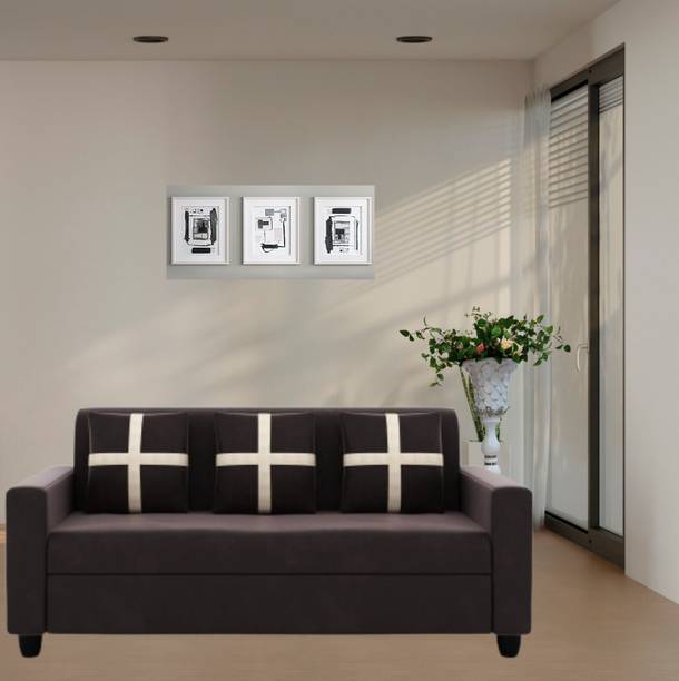LIVEWELL Premium Quality Velvet Fabric 3 Seater  Sofa