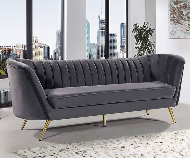 DFHandi Wooden Sofa for Home & Office & Living Room And Gues Room & Bedroom Fabric 3 Seater  Sofa
