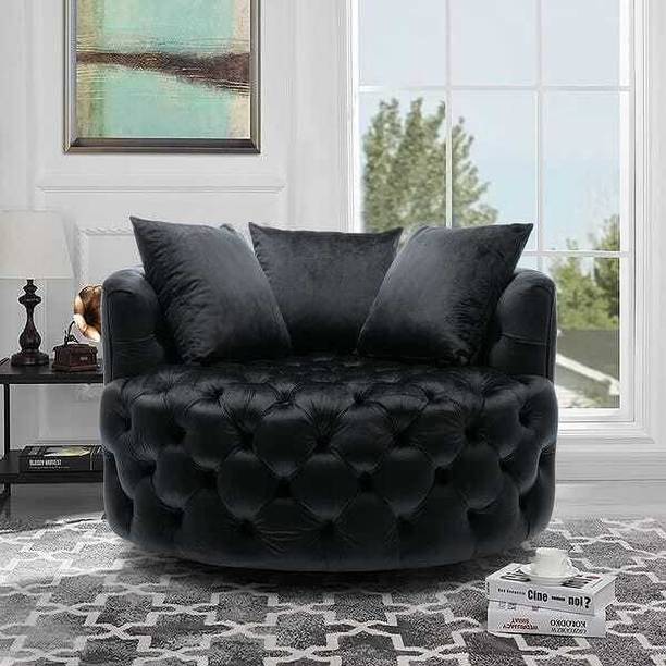 Unique Creation Handicrafts Wooden Modern Round Accent Sofa Barrel Chair wings chair Fabric 1 Seater  Sofa