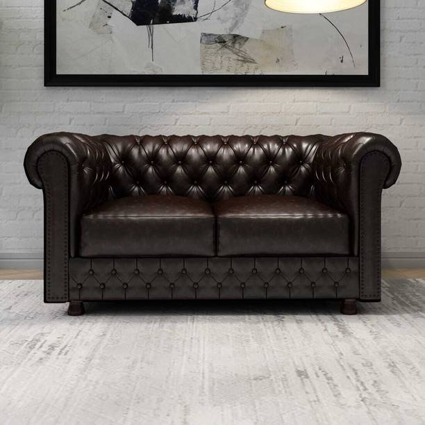 Soul Light Art Wooden Modern Sofa Tufted Couch with Deep Seats,Chesterfield 2 Seater Sofa Fabric 2 Seater  Sofa