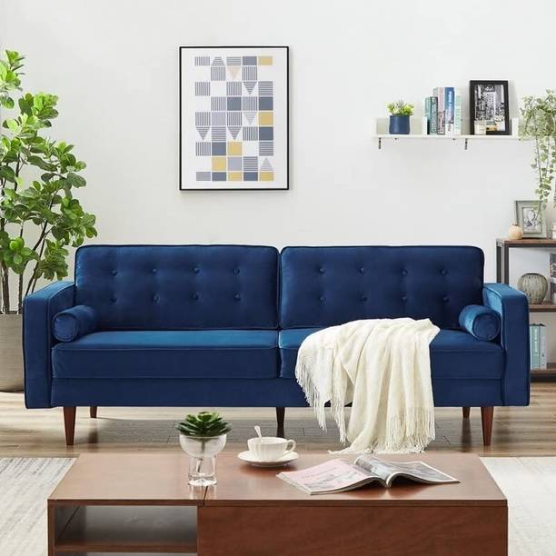 Z H Handicrafts 3 Seater Sofa Square Arm Sofa' Three Seater Sofa for Living Room Guest Solid Wood 3 Seater  Sofa