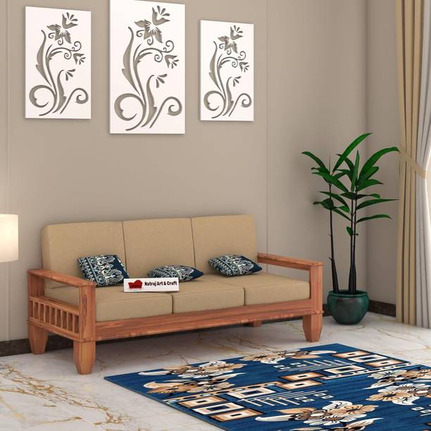 NATRAJ ART & CRAFT Solid Sheesham Wooden 3 Seater Sofa For Home & Office Fabric 3 Seater  Sofa