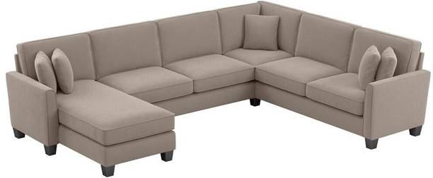 Torque Moscow 7 Seater U Shape Fabric Sofa For Living Room - (LHS, Beige Brown) Fabric 7 Seater  Sofa