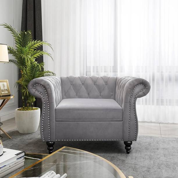 DMK Elegant Upholstered One Seater Sofa For Living Room | Office | Guest Room | Fabric 1 Seater  Sofa