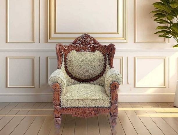 India wood mart 1 Seater Sofa Baroque Design Chesterfield Luxury Fabric 1 Seater  Sofa