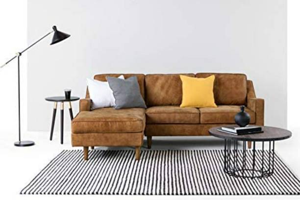 LUSTRE ENTERPRISE Evocative 4 Seater Left Hand Facing Chaise L Corner Sofa Leatherette 3 Seater  Sofa